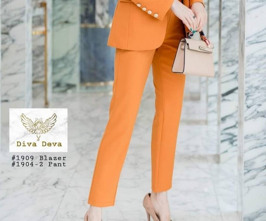 กางเกงทำงานเอวสูงสีน้ำตาลชาไทย/สีนู้ด#1904-2
