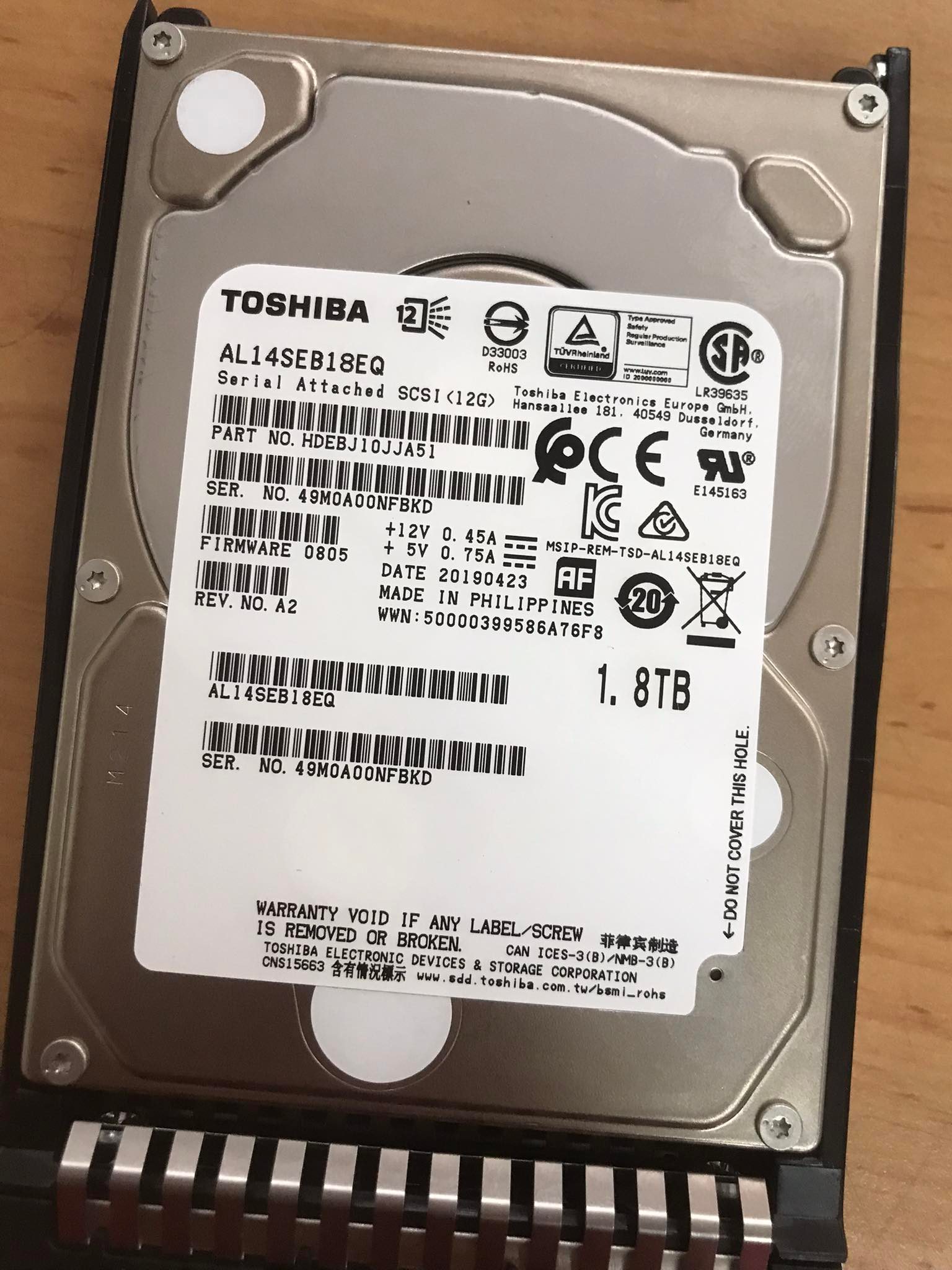 Toshiba 1.8TB 10K 12G SAS 2.5" HDD // AL14SEB18EQ / HDEBJI0JJA51 (Used) // สินค้ารับประกัน โดย บริษัท อะไหล่เซิร์ฟเวอร์ จำกัด