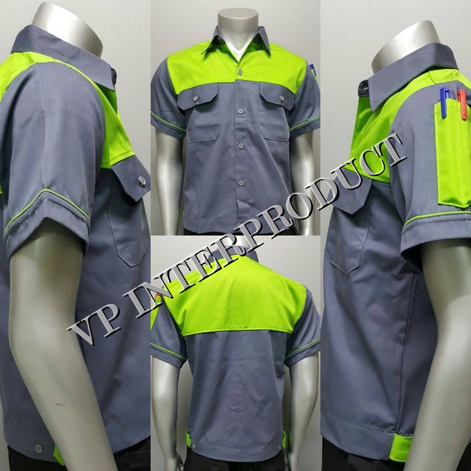 เสื้อช่าง 2 สี เเขนสั้น ผ้าคอมทวิว ไซร์ M-XXL มีสต็อก สินค้าจากโรงงานมาเอง
