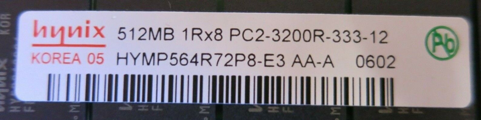 IBM 512MB 1Rx8 PC2-3200 DDR ECC CL3 240P Memory / 345112-051 / HYMP564R72P8-E3 (Used) // สินค้ารับประกัน โดย บริษัท อะไหล่เซิร์ฟเวอร์ จำกัด