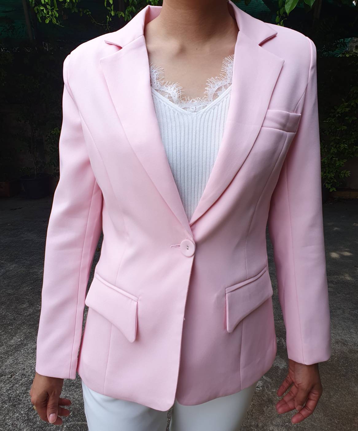 No.2349 เสื้อสูทผู้หญิง Richy V.2 สีฟ้าอ่อน/สีเขียวอ่อน/สีชมพูอ่อน(ไม่รวมกางเกง)