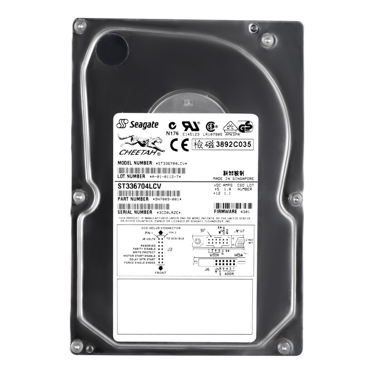 Seagate Cehhtah 36GB 10K 16MB SCSI Ultra160 3.5'' Hard Disk // ST336704LCV / 9N7009-021 (Used) // สินค้ารับประกัน โดย บริษัท อะไหล่เซิร์ฟเวอร์ จำกัด