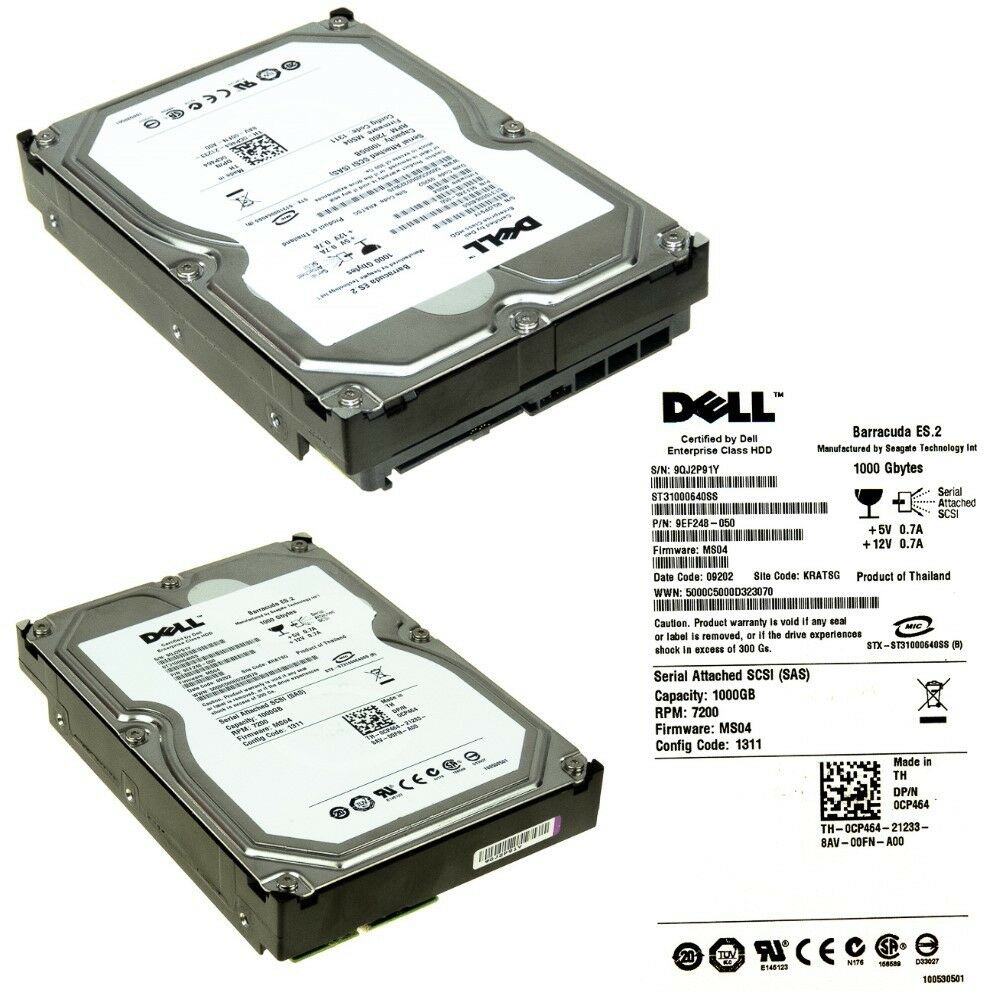 Dell 1TB 7.2K 3G SAS 3.5" LFF HDD Hard Drive // 0CP464 / ST31000640SS / 9EF248-050 (Used) // สินค้ารับประกัน โดย บริษัท อะไหล่เซิร์ฟเวอร์ จำกัด