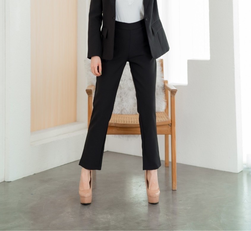 กางเกงขายาวผู้หญิง สีดำ/ม่วงลาเวนเดอร์ Smart Pant #2236-2