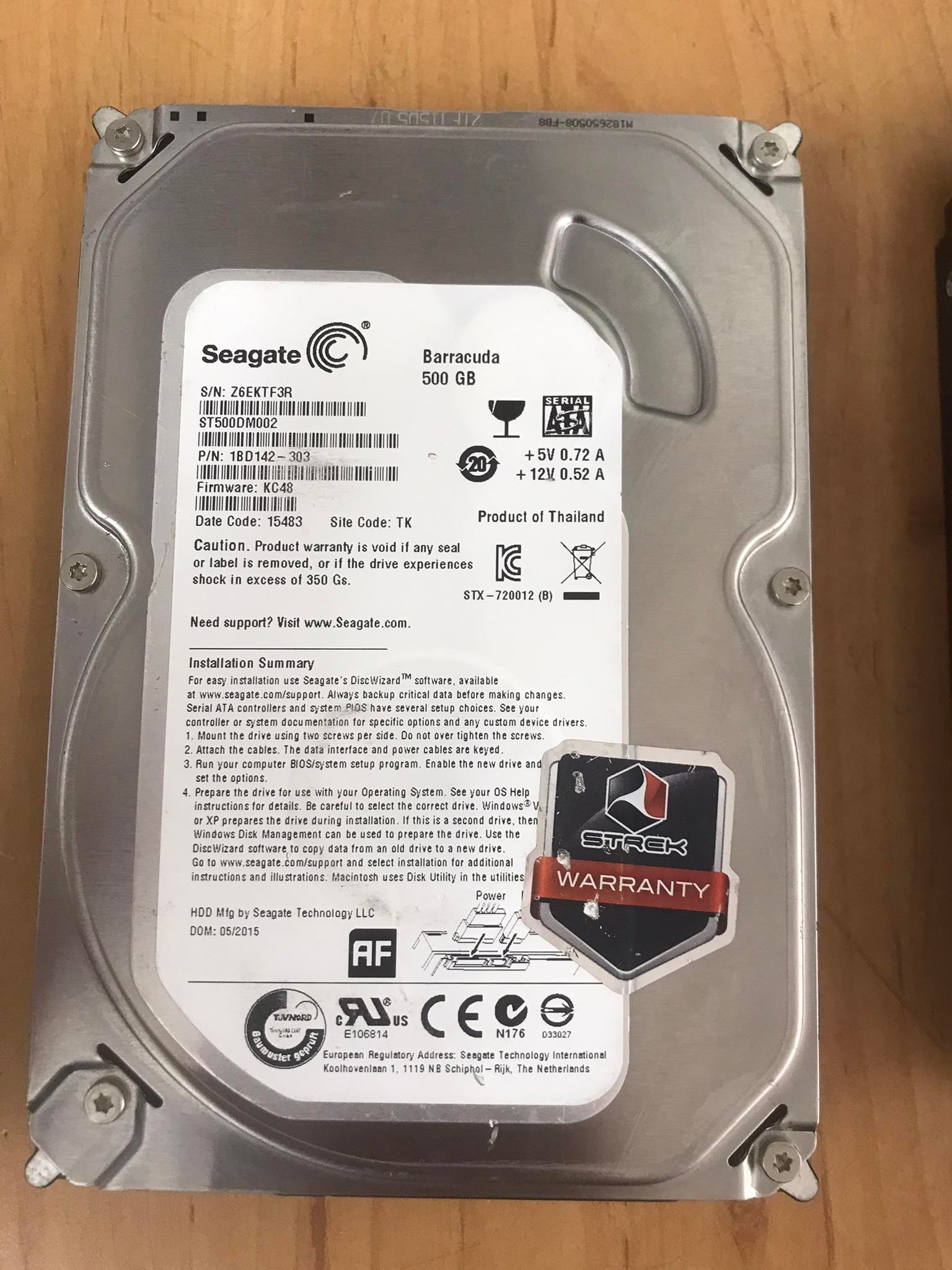 Seagate Barracuda 500GB Internal 7200RPM 3.5" ST500DM002 Hard Drive สินค้ารับประกัน โดย บริษัท อะไหล่เซิร์ฟเวอร์ จำกัด