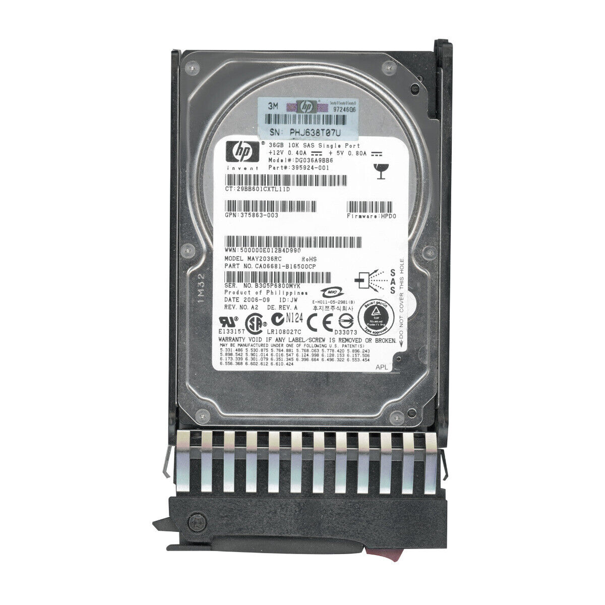 HP 36GB 10K SFF SAS 3G 2.5'' HDD // HDD 395924-001 / GPN 375863-003 / DG036A9BB6 / MAY2036RC (Used) // สินค้ารับประกัน โดย บริษัท อะไหล่เซิร์ฟเวอร์ จำกัด