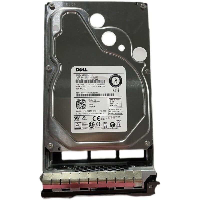 Dell 2TB 7.2K SAS 6G 3.5" HDD Hard Drive Server // 0829T8, MG03SCA200 (Used) // สินค้ารับประกัน โดย บริษัท อะไหล่เซิร์ฟเวอร์ จำกัด