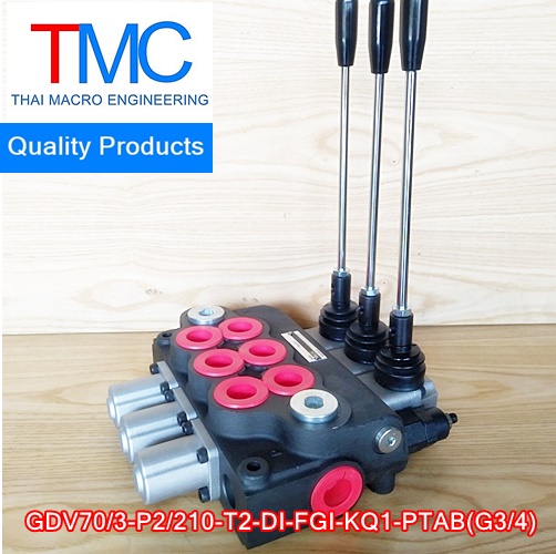 ไฮโดรลิกคอนโทรนวาวล์3แกน6หุนมีcarry over(70-80L)(4,500Psi/310Bar)Quality Products GDV70/3-P2/210-T2-DI-FGI-KQ1-PTAB(G3/4)