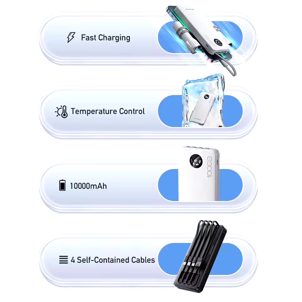 P133K MULTIPLE OUTPUT POWERBANK WITH CABLE 10000mAh