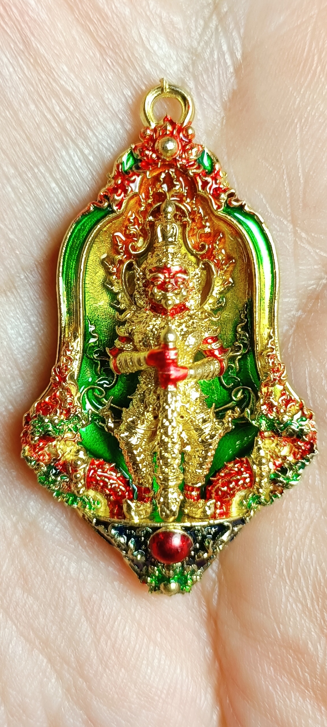 #ท้าวเวสสุวรรณนาคาบดี เศรษฐีหมื่นล้าน วัดไทย จ.หนองคาย เนื้อสัมฤทธิ์ชุบทองลงยาสีเขียวทูโทน