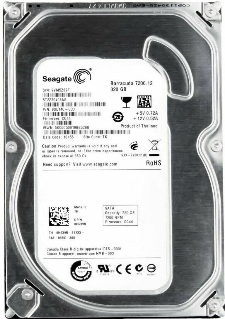 Dell / Seagate 320GB 7.2K SATA II 3G 3.5" 16MB Hard Drive // 0H639R H639R ST3320418AS (Used) // สินค้ารับประกัน โดย บริษัท อะไหล่เซิร์ฟเวอร์ จำกัด
