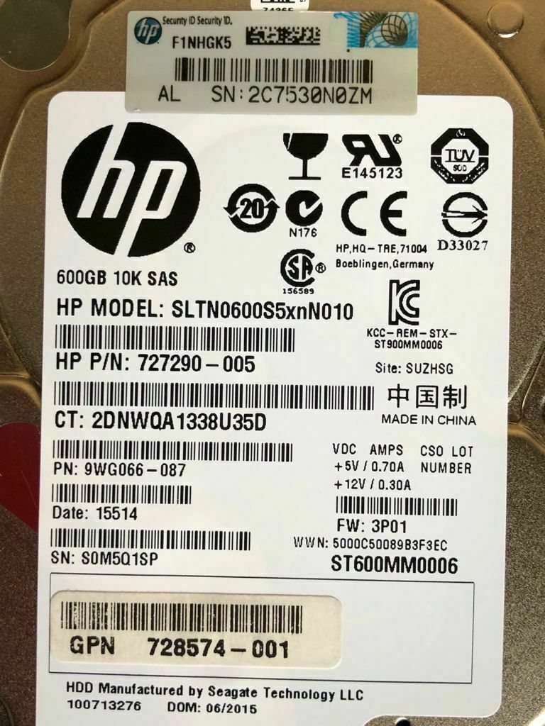 HPE QR492A 3PAR M6710 300GB 6G 15K 2.5" SAS HARD DRIVE 697387-001 702508-001 สินค้ารับประกัน โดย บริษัท อะไหล่เซิร์ฟเวอร์ จำกัด.
