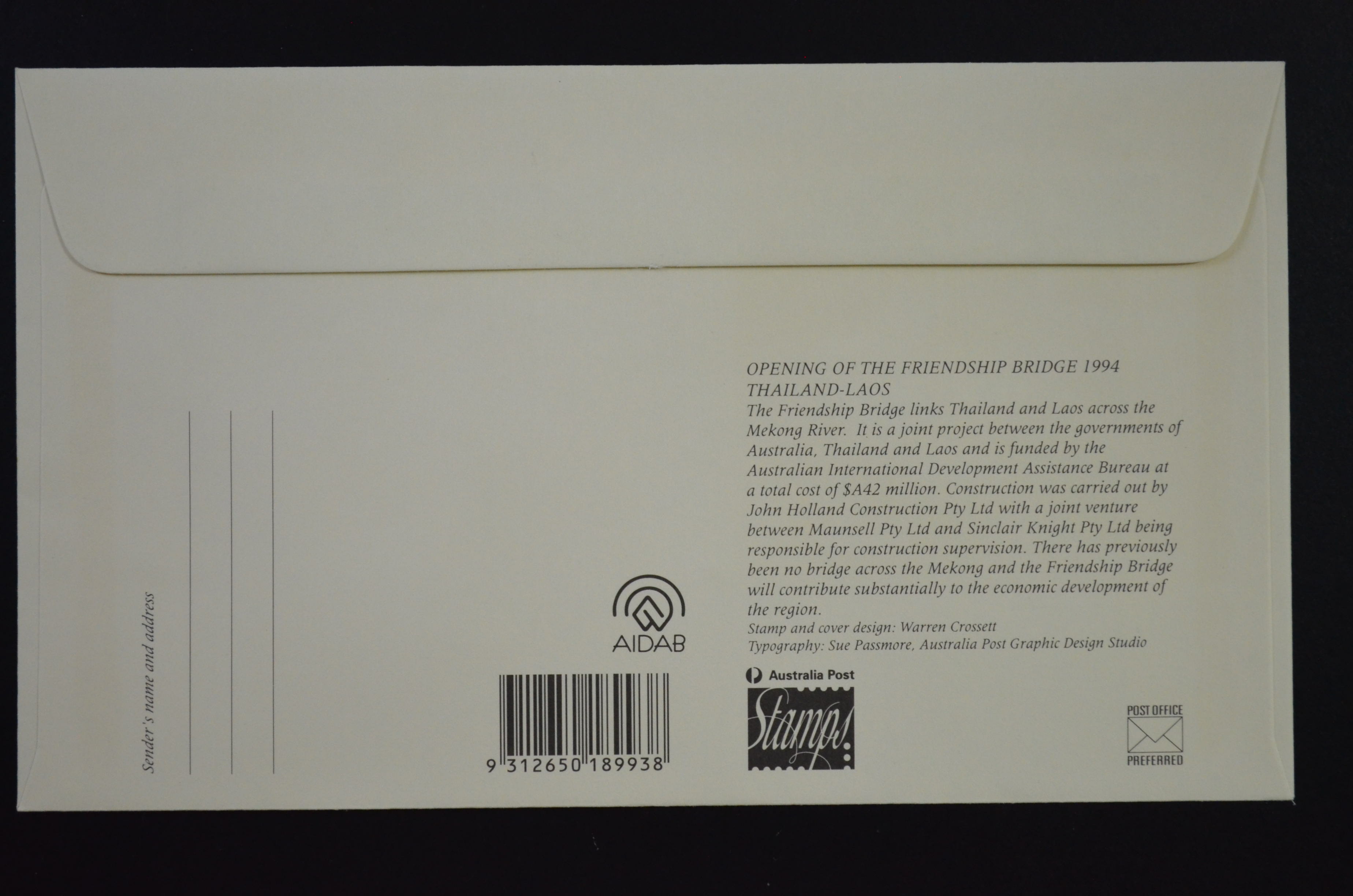 ซองเปิดสะพานมิตรภาพ ไทย-ลาว (ซองต่างประเทศ)