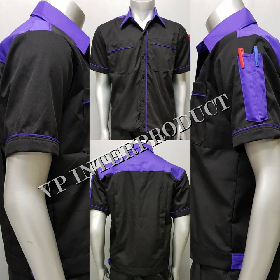 เสื้อช่าง 2 สี เเขนสั้น ผ้าคอมทวิว ไซร์ M-XXL มีสต็อก สินค้าจากโรงงานมาเอง