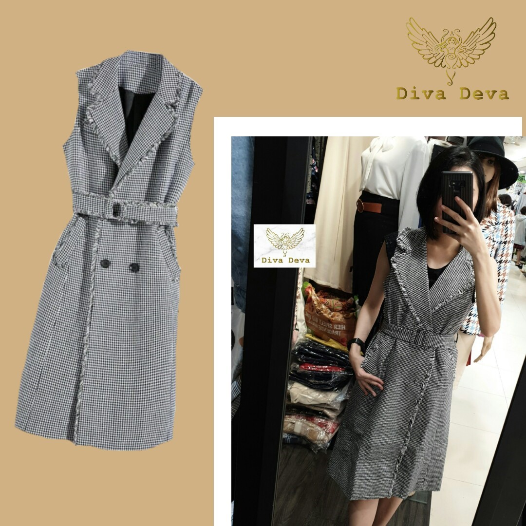 เดรสยาวลายสก็อต Grace Long vest (S-L) #1807