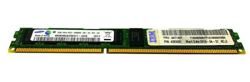 IBM 2GB PC3-10600R DDR3-1333 ECC VLP Memory / 44T1497 / 43X5051 (Used) // สินค้ารับประกัน โดย บริษัท อะไหล่เซิร์ฟเวอร์ จำกัด