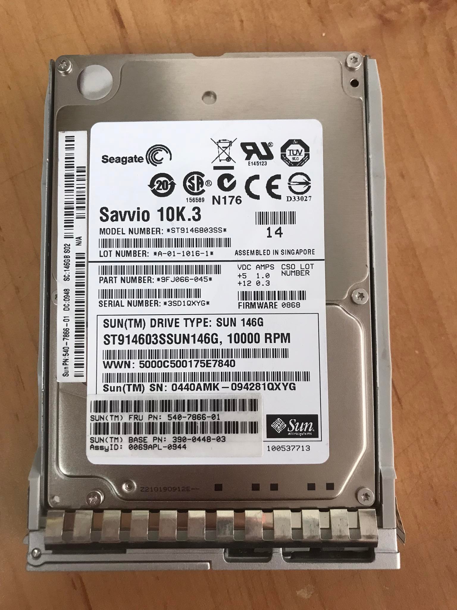 SUN / SEAGATE 146GB 10K 3G 2.5" SAS Hard Disk Drive // 540-7866-01 / 390-0448-03 / ST9146803SS (Used) // สินค้ารับประกัน โดย บริษัท อะไหล่เซิร์ฟเวอร์ จำกัด