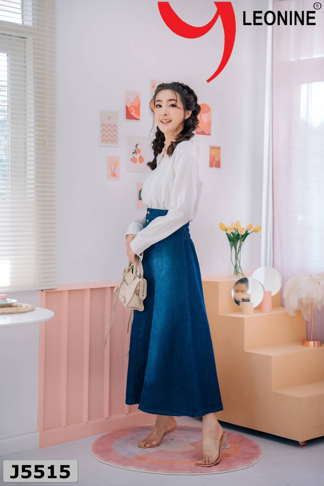 กระโปรงยีนส์ยาว J5515