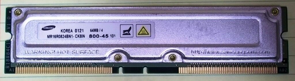 Samsung 64MB PC800-45 ECC RDRAM RIMM Rambus Memory Module / MR16R0824BN1-CK8IN // (USED) สินค้ารับประกัน โดย บริษัท อะไหล่เซิร์ฟเวอร์ จำกัด