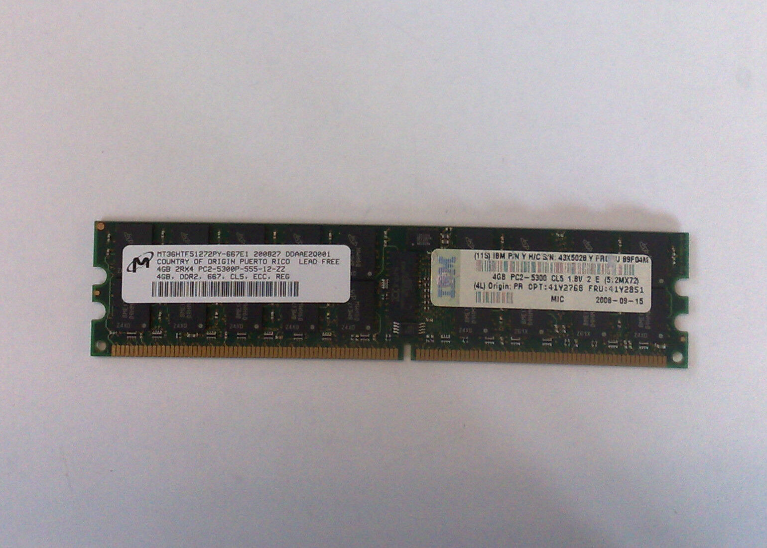 IBM 4GB (2Rx4) PC2-5300P DDR2 667 ECC Memory Module // 41Y2851 / 43X5028 (Used) // สินค้ารับประกัน โดย บริษัท อะไหล่เซิร์ฟเวอร์ จำกัด