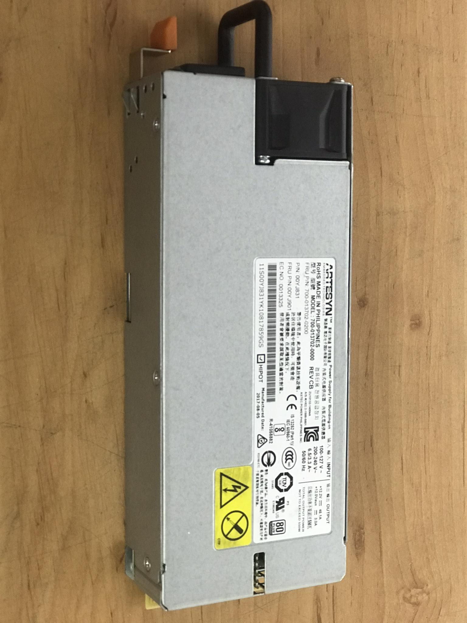 IBM Power Supply 550W AC 80 Plus Platinum For Lenovo System X3550 M5 // 0YJ901 / 00YJ901 (Used) // สินค้ารับประกัน โดย บริษัท อะไหล่เซิร์ฟเวอร์ จำกัด