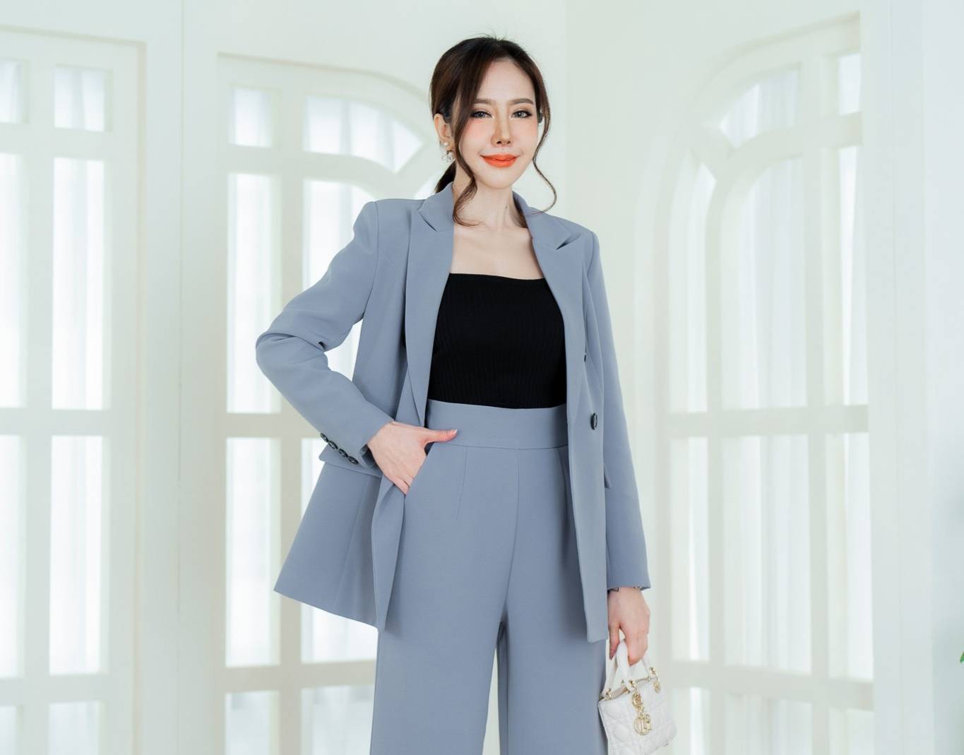 เสื้อสูทตัวยาว ม่วง เทา น้ำเงิน #2259