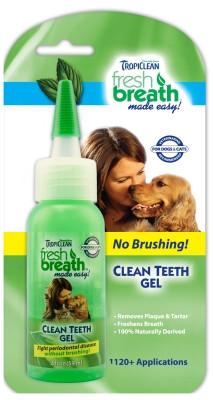 Tropiclean Fresh Breath Clean Teeth Gel 59 ml (2 fl oz) เจลทำความสะอาดคราบเหลืองและหินปูน สำหรับสุนัขและแมว ขนาด 59 มล.(2 ออนซ์)