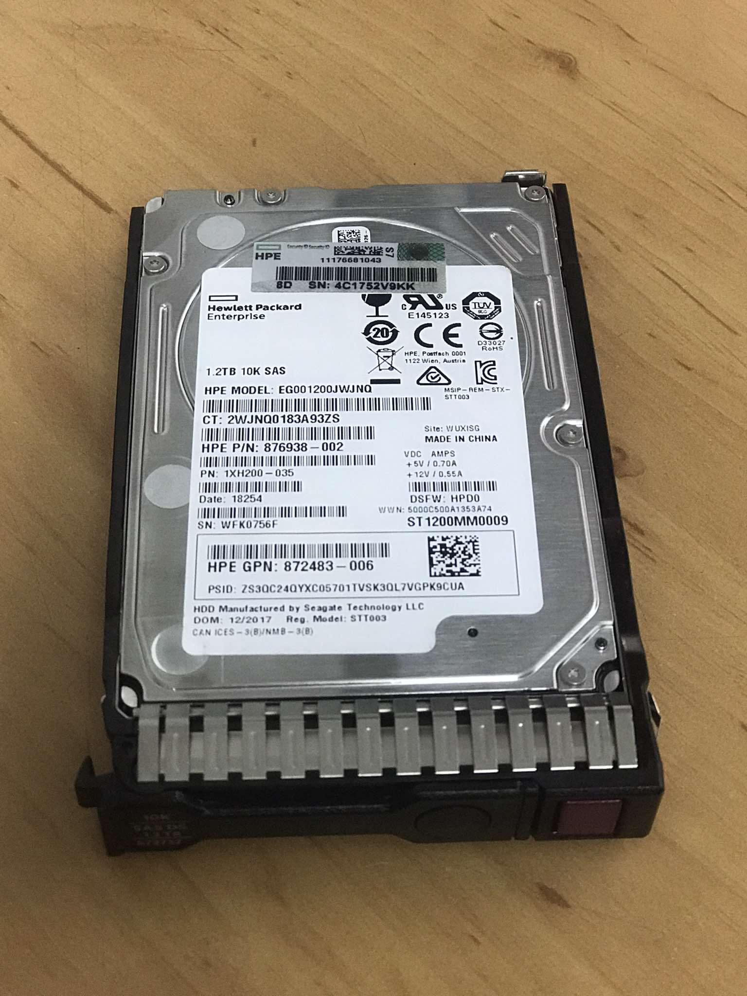 HP 1.2TB 10K 12G SAS SFF SC Hard Drive // HDD 876938-002 / Tray 872737-001 / GPN 872483-006 / EG001200JWJNQ / ST1200MM0009 / 1XH200-035 (Used) // สินค้ารับประกัน โดย บริษัท อะไหล่เซิร์ฟเวอร์ จำกัด