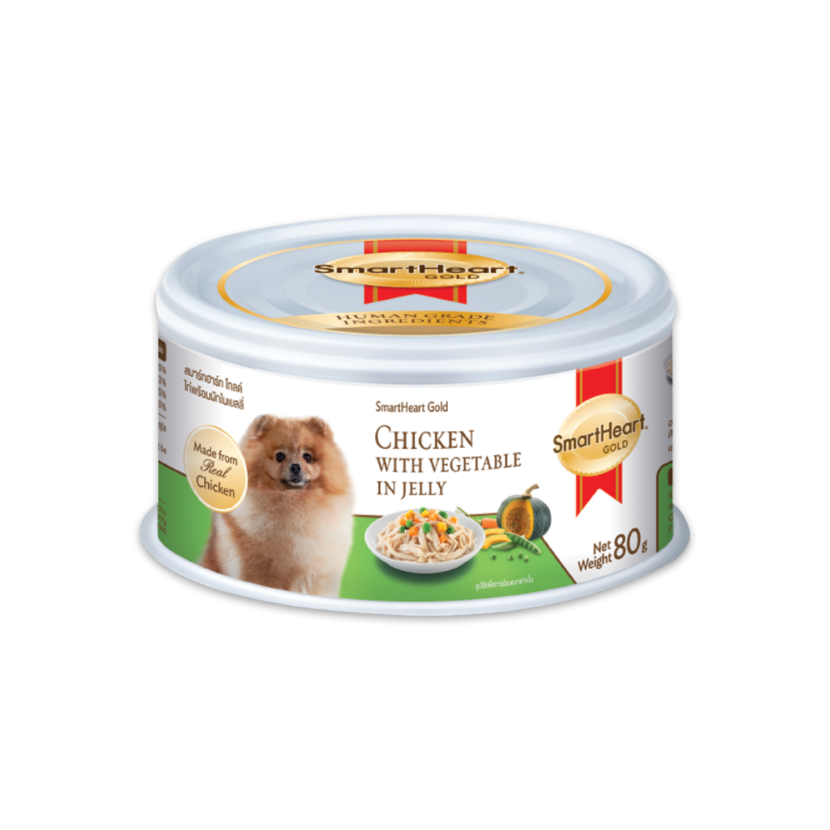 Smartheart Gold สมาร์ทฮาร์ท โกลด์ ไก่พร้อมผักในเยลลี่ ขนาด 80 กรัม