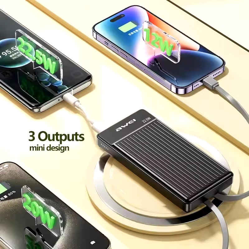 P88K MULTIPLE OUTPUT POWERBANK WITH CABLE 10000mAh