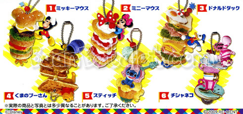 รีเม้นของจิ๋ว พวงกุญแจรวมอาหารดีสนีย์ 8 ชิ้น Re-ment Disney mascot Kasanete
