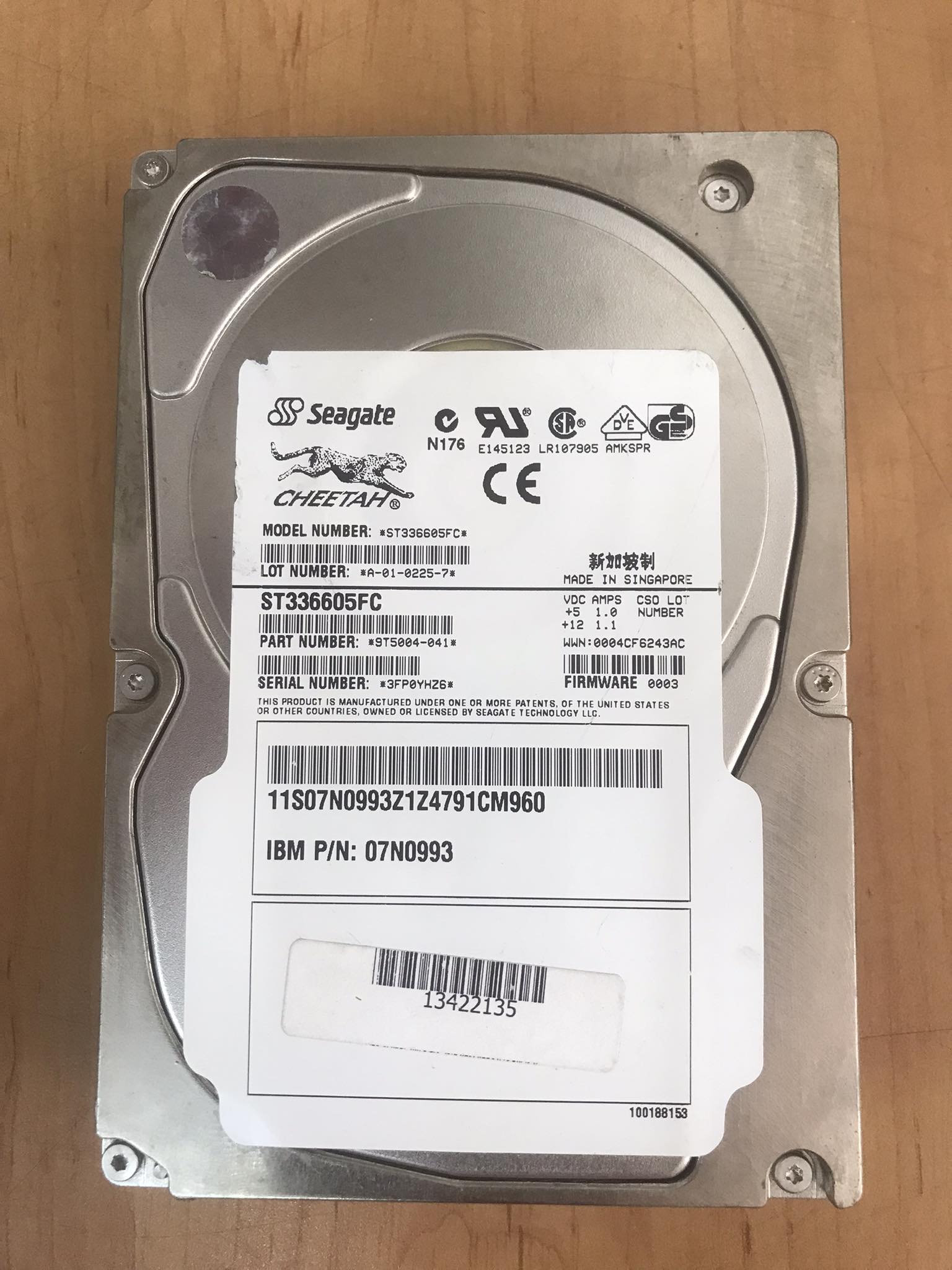 IBM / Seagate Cheetah 73LP 36GB 10000U/Min 4MB FC 3.5'' Inch Hard Drive // 07N0993 / ST336605FC (Used) // สินค้ารับประกัน โดย บริษัท อะไหล่เซิร์ฟเวอร์ จำกัด