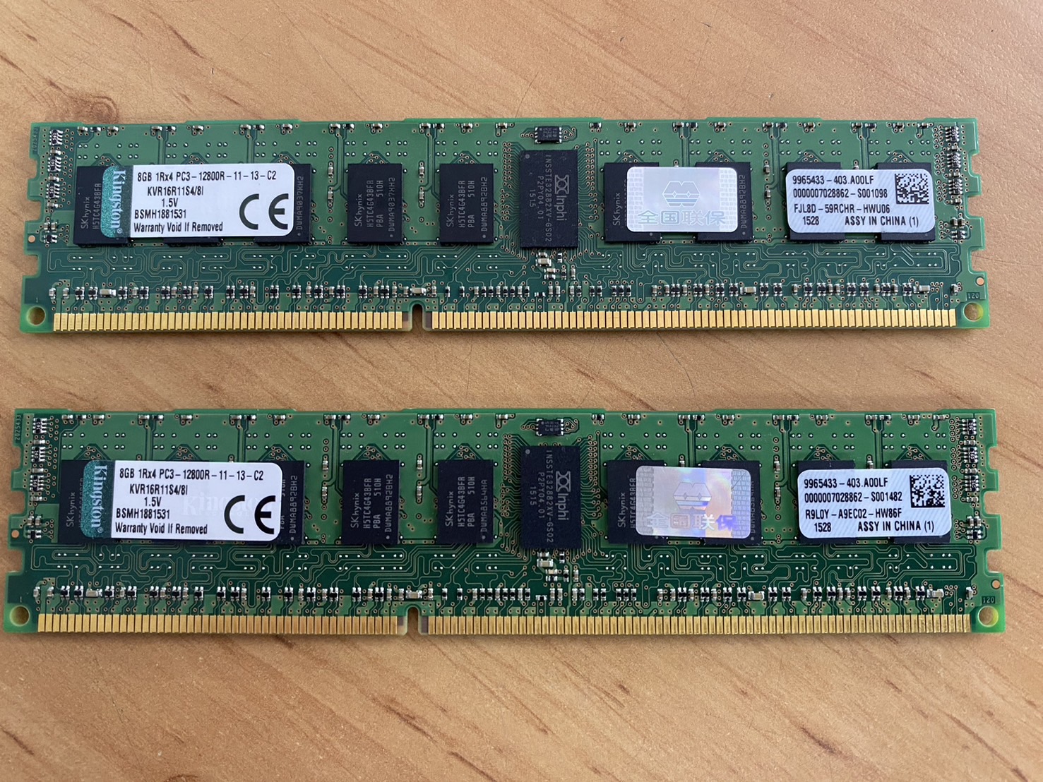 Kingston 8GB 1Rx4 PC3-12800R DIMM 1600 MHz DDR3 Server Memory // KVR16R11S4/8I (Used) // สินค้ารับประกัน โดย บริษัท อะไหล่เซิร์ฟเวอร์ จำกัด