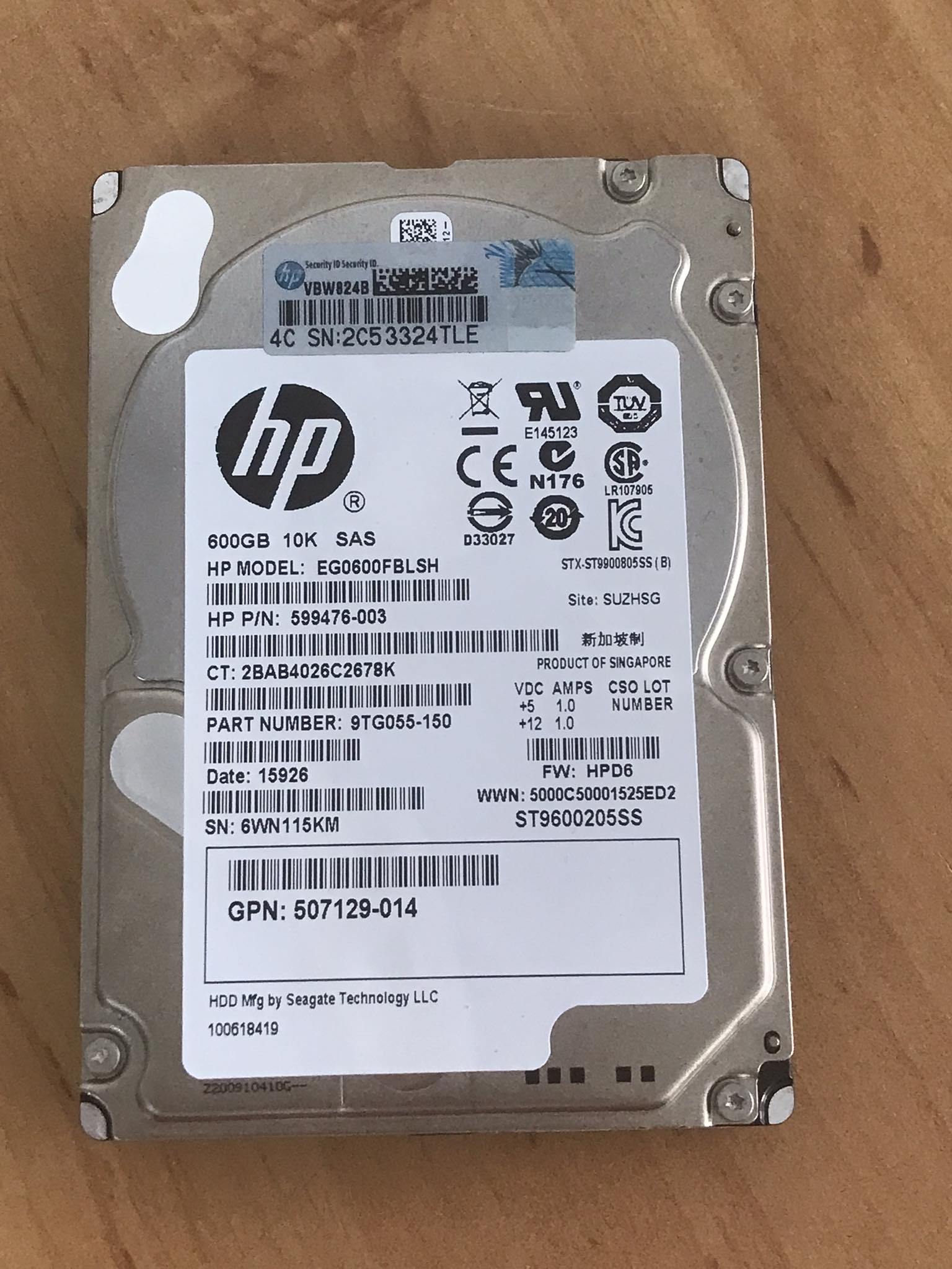 HP 600GB 10K 6G SAS 2.5" SC Hard Drive No Tray // HDD 599476-003 / GPN 507129-014 / EG0600FBDSR / MBF2600RC (Used) // สินค้ารับประกัน โดย บริษัท อะไหล่เซิร์ฟเวอร์ จำกัด