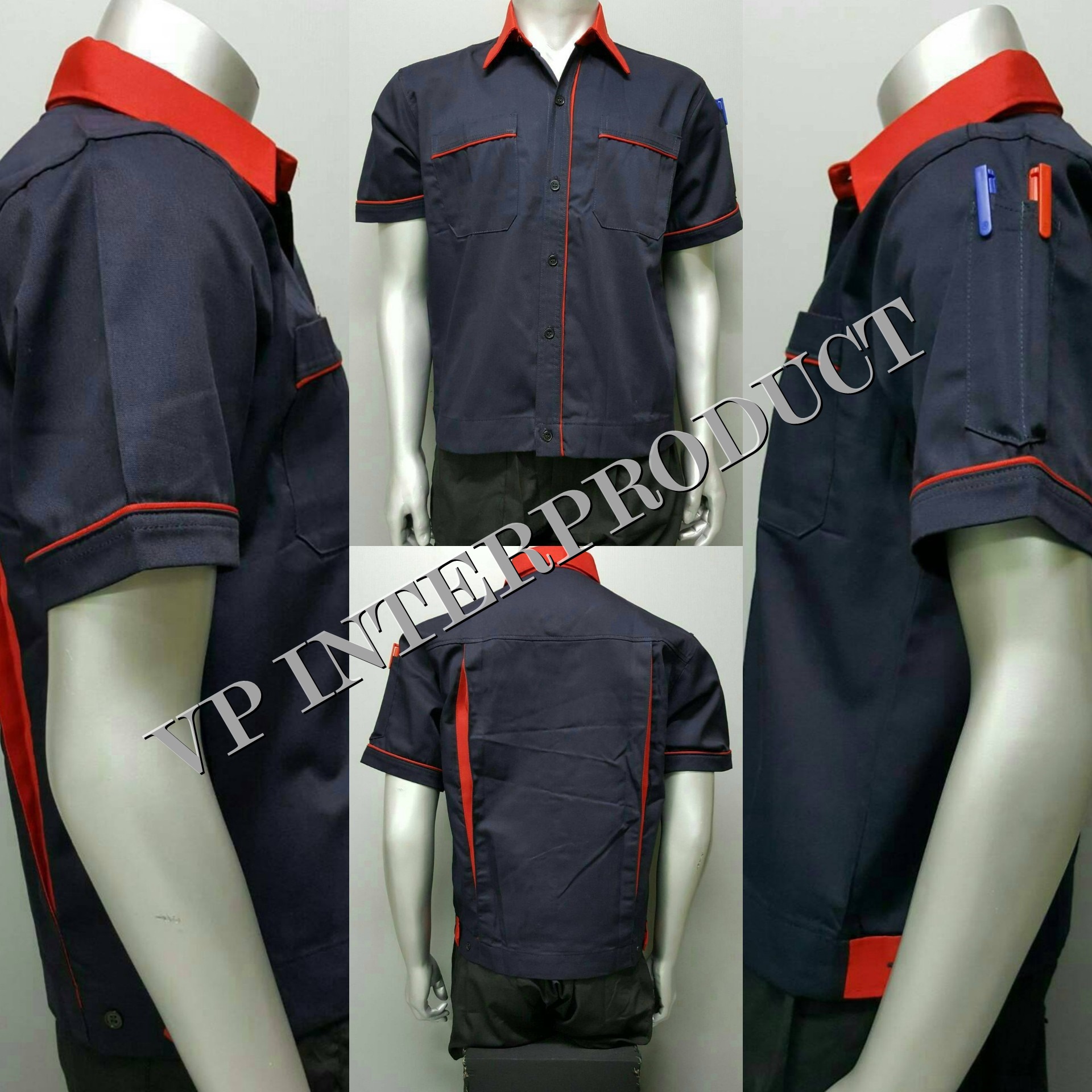 เสื้อช่าง 2 สี เเขนสั้น ผ้าคอมทวิว ไซร์ M-XXL มีสต็อก สินค้าจากโรงงานมาเอง