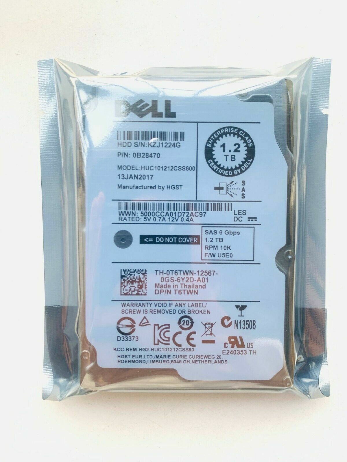 Dell 0T6TWN T6TWN HUC101212CSS600 0B28470 1.2TB 6G 10K 2.5" SAS HDD Hard Drive สินค้ารับประกัน โดย บริษัท อะไหล่เซิร์ฟเวอร์ จำกัด
