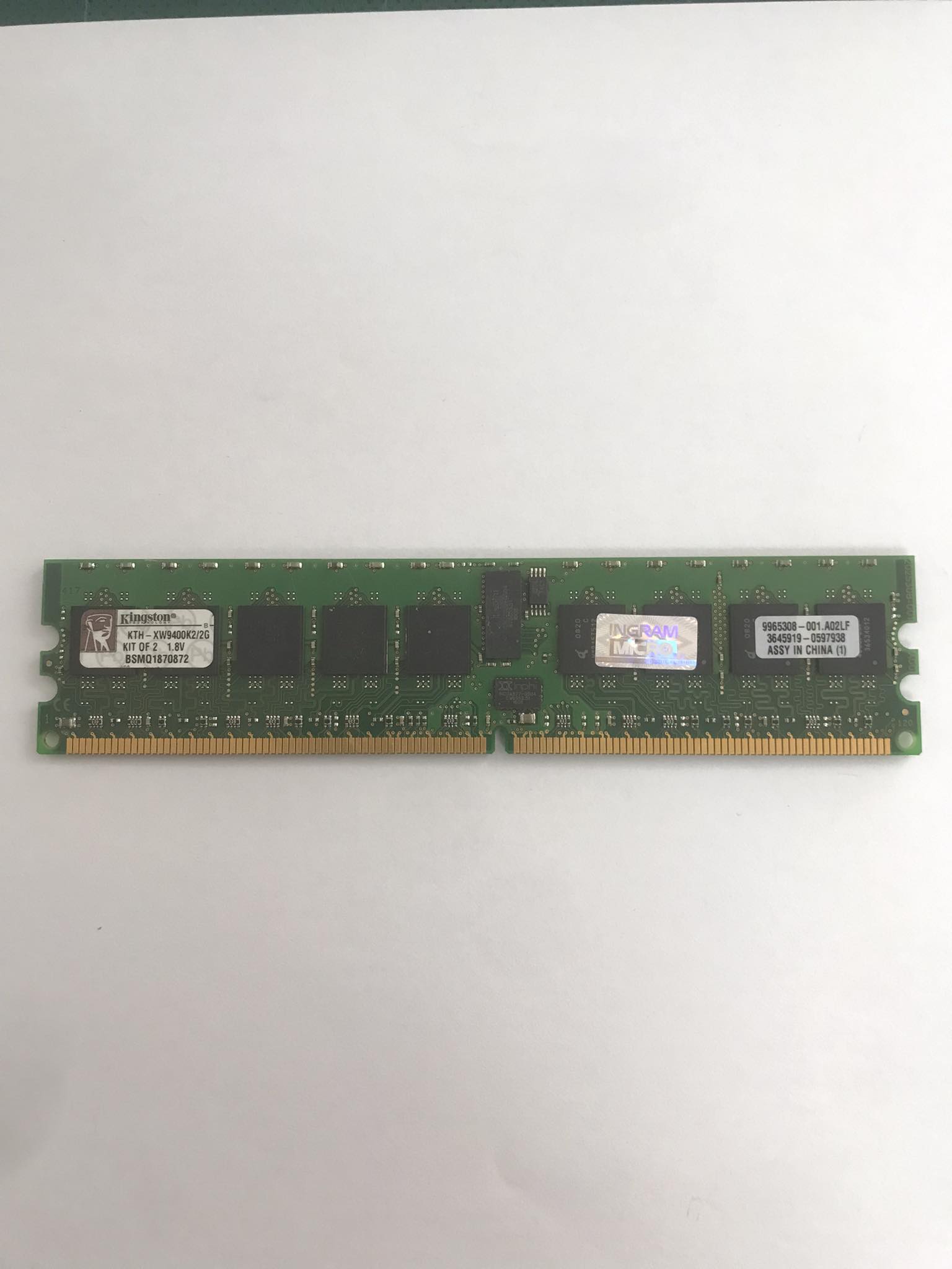 Kingston Memory 1GB PC2 5300 DDR2 / 9965308-001.A02LF / KTH-XW9400K2/2G (Used) // สินค้ารับประกัน โดย บริษัท อะไหล่เซิร์ฟเวอร์ จำกัด