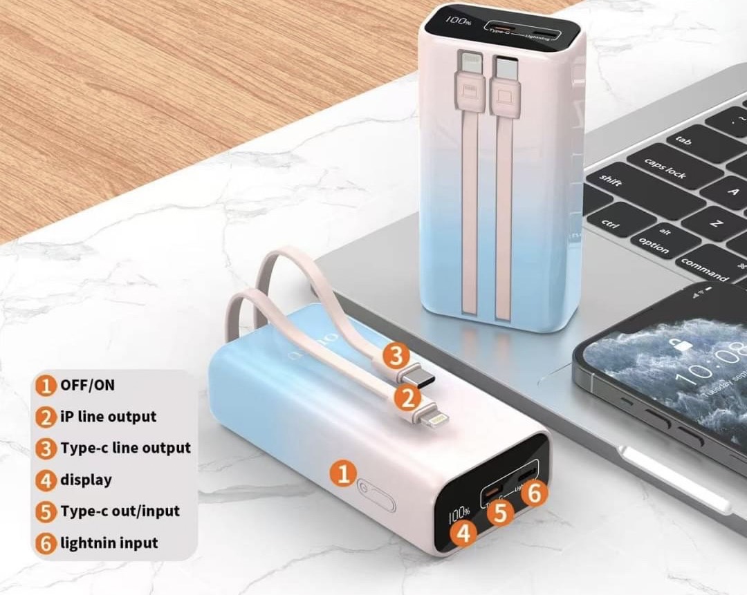 P56 10000mAh PD20W CORNES WITH TWO-LINE GRADIENT POWERBANK