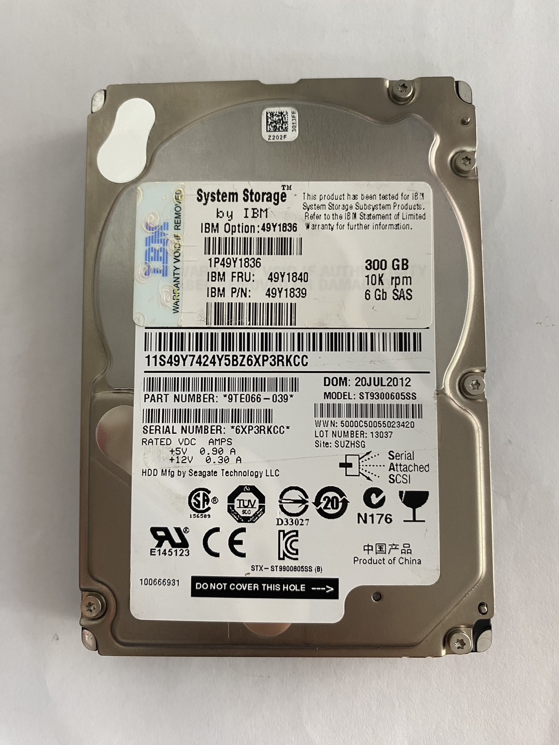 IBM 300GB 10K 6G SAS 2.5" SFF HDD Hard Drive DS3524 No Tray // 49Y1840 / 49Y1836 / 49Y1839 (ST9300603SS) (Used) // สินค้ารับประกัน โดย บริษัท อะไหล่เซิร์ฟเวอร์ จำกัด