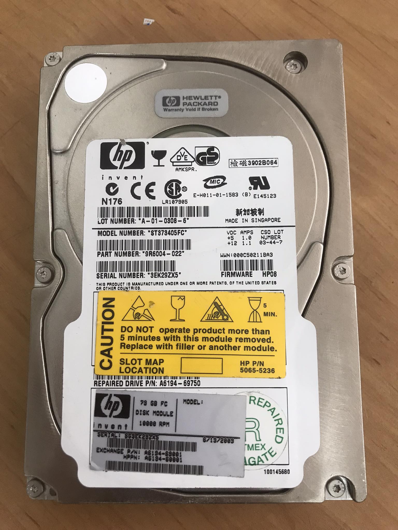 HP 73.4GB 10K FC DS2405 HDD // A6194-69001 / A6194-60001 / A6194-69750 / ST373405FC (Used) // สินค้ารับประกัน โดย บริษัท อะไหล่เซิร์ฟเวอร์ จำกัด