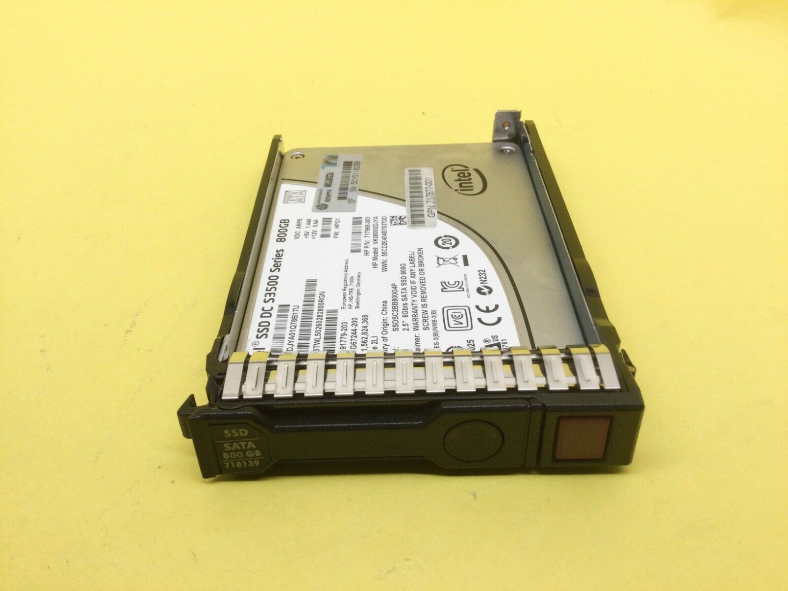 HP 800GB 6GB/s SSD Sata 2.5" Intel DC S3500 , Tray P/N 718139, HDD P/N 717968-003, SSDSC2BB800G4P, VK0800GDJYA (Used) สินค้ารับประกัน โดย บริษัท อะไหล่เซิร์ฟเวอร์ จำกัด