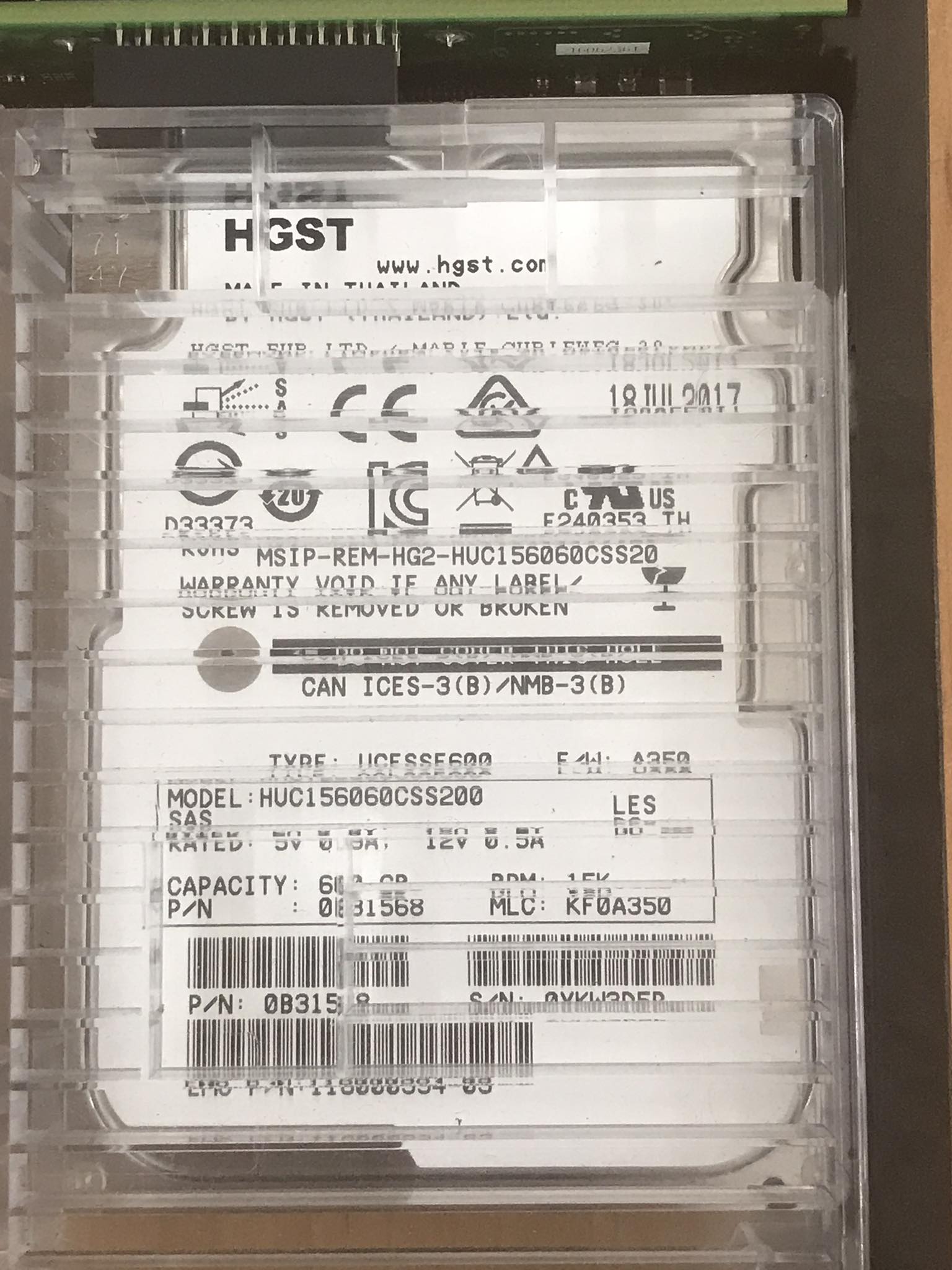 EMC HGST 600GB 15K 128MB FC 2.5''Hard Drive // EMC 118000394-03 / Tray 005050927 / HUC156060CSS200 / 0B31568 (Used) // สินค้ารับประกัน โดย บริษัท อะไหล่เซิร์ฟเวอร์ จำกัด