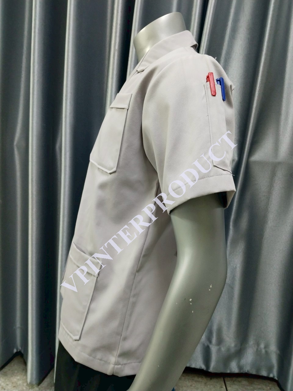 เสื้อช็อปสีพื้น แขนสั้น เสื้อช่าง ขนาด S-2XL ผ้าคอมทวิว รับปักโลโก้