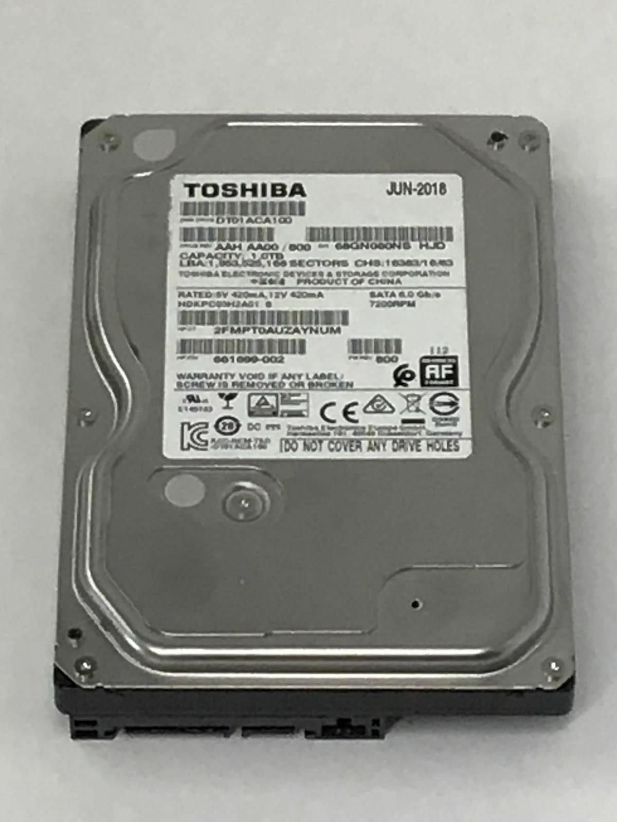 Toshiba / HP 1TB 7.2K SATA 6Gb/s 32MB Cache 3.5" Hard Drive // 661699-001 / 747992-001 / DT01ACA100 (Used) // สินค้ารับประกัน โดย บริษัท อะไหล่เซิร์ฟเวอร์ จำกัด