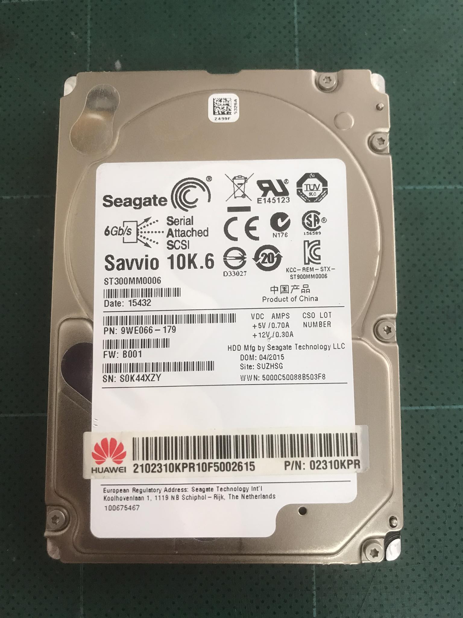 Huawei / Seagate 300GB 10K 6G SAS 2.5" HDD server // ST300MM0006 / 02310KPR (Used) // สินค้ารับประกัน โดย บริษัท อะไหล่เซิร์ฟเวอร์ จำกัด
