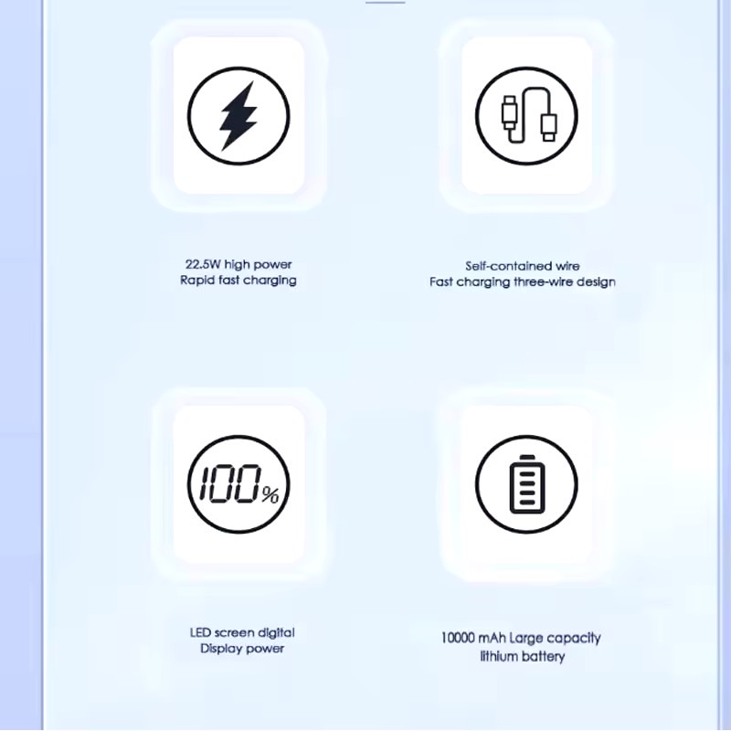 P189K 22.5W MULTIPLE OUTPUT POWERBANK WITH CABLE 10000mAh