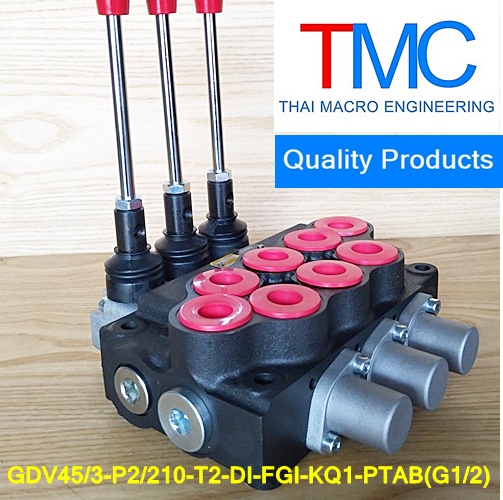 ไฮโดรลิกคอนโทรน3แกน4หุนมีcarry over(45-55L)(4,500Psi/310Bar)Quality Products GDV45/3-P2/210-T2-DI-FGI-KQ1-PTAB(G1/2)