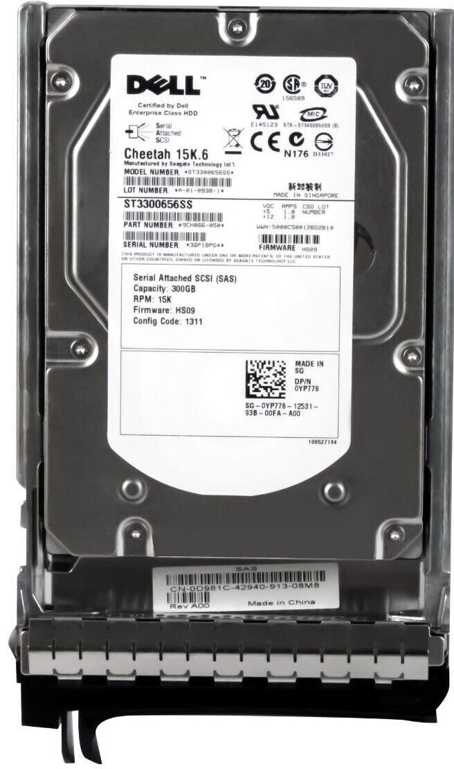 Dell / Seagate 300GB 15K 3G 16MB SAS 3.5" Hard Disk / 0YP778 / YP778 / ST3300656SS (Used) // สินค้ารับประกัน โดย บริษัท อะไหล่เซิร์ฟเวอร์ จำกัด