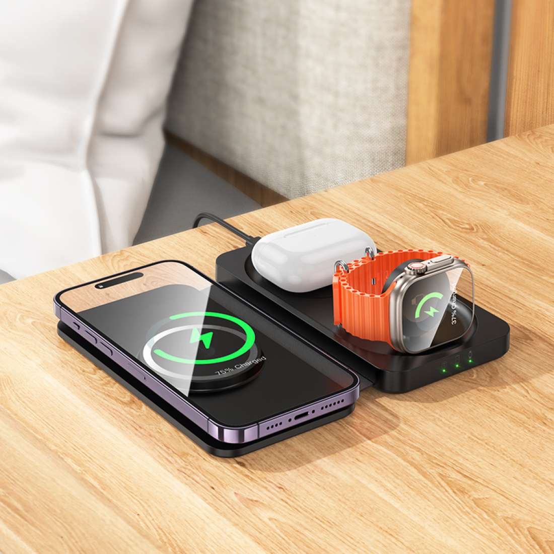 CQ13 TRIUMPH 3-IN-1 TRAVEL FOLDING WIRELESS FAST CHARGER