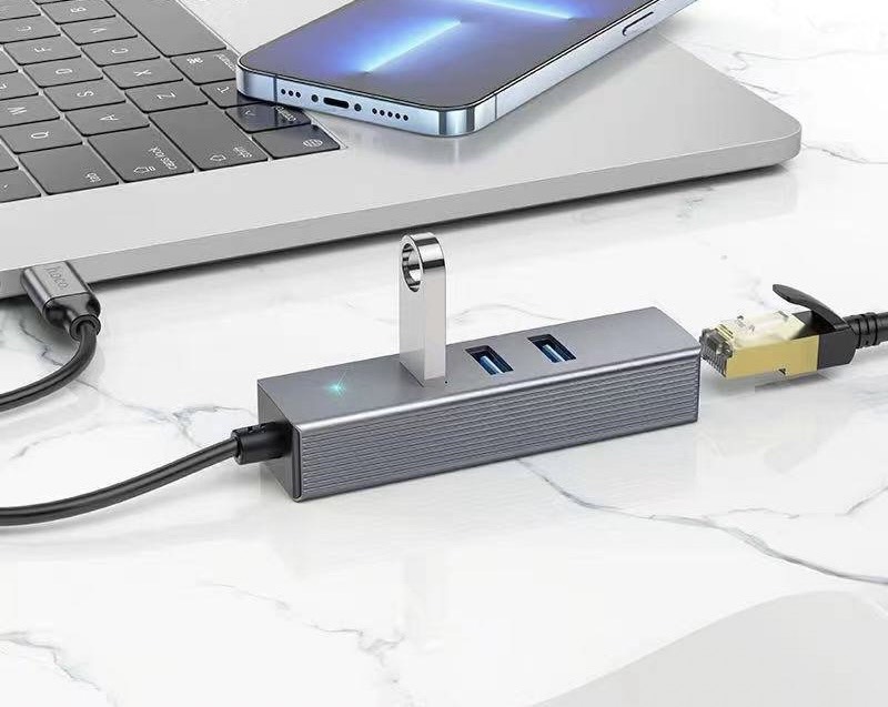 HB34 EASY LINK TYPE-C GIGABIT NETWORK ADAPTER (TYPE-C TO USB 3.0x3 + RJ45)